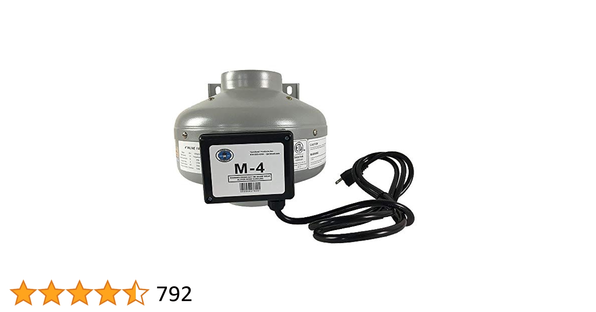 Amazon.com: Tjernlund M-4 Metal Inline Duct Fan, 200 CFM, 4